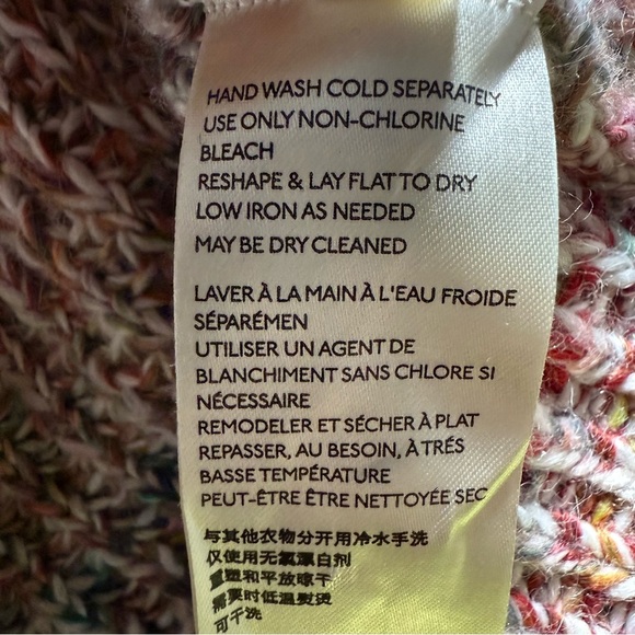 Free People Multicolor Chunky Knit Cardigan Neon Trim Slouchy Fit Size L Boho - Picture 11 of 15